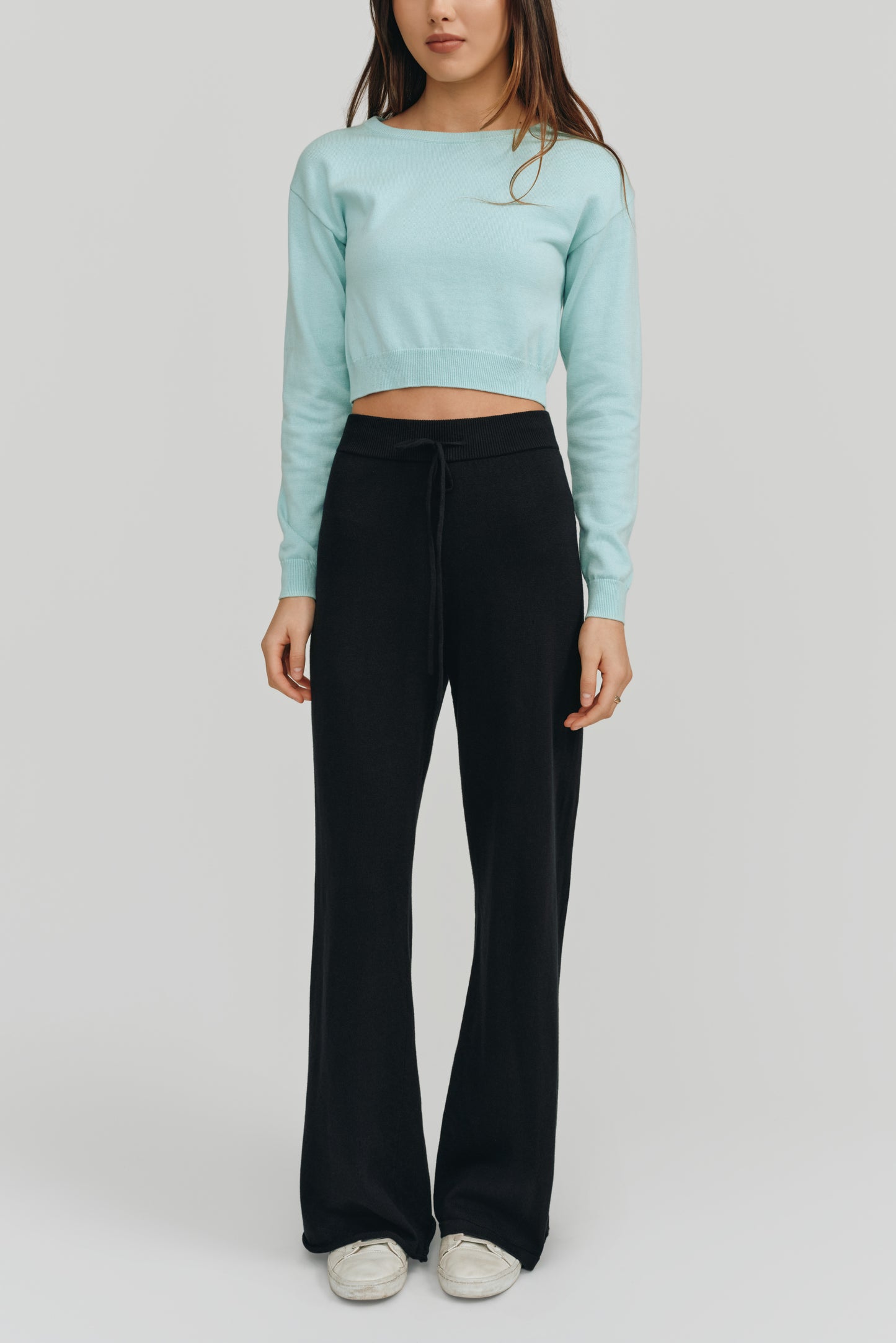 Astrid Long Sleeve Cropped Sweater | Glacier Blue
