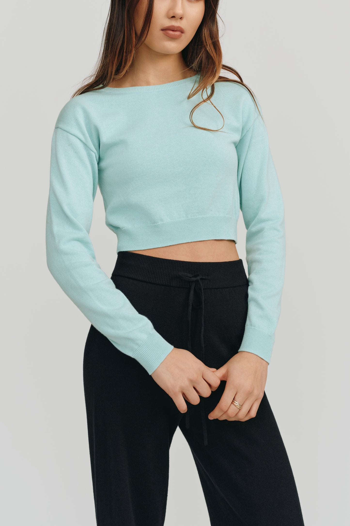 Astrid Long Sleeve Cropped Sweater | Glacier Blue