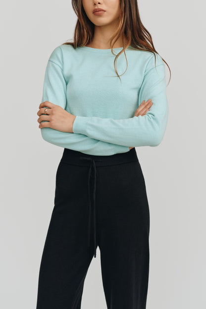 Astrid Long Sleeve Cropped Sweater | Glacier Blue