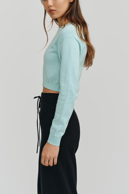Astrid Long Sleeve Cropped Sweater | Glacier Blue