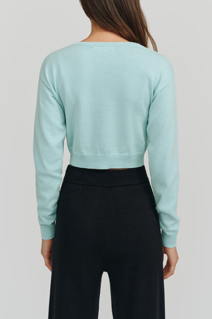 Astrid Long Sleeve Cropped Sweater | Glacier Blue