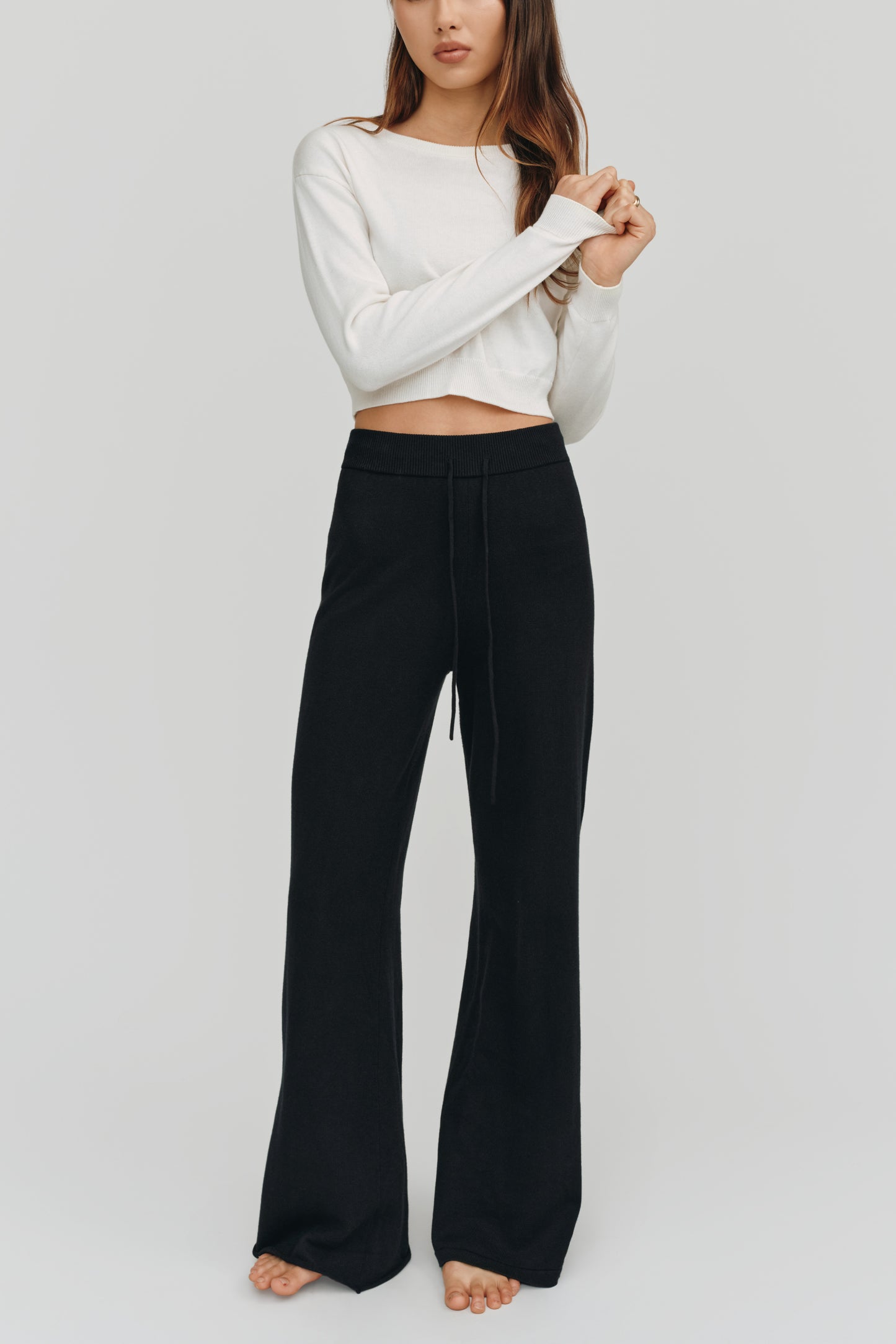 Astrid Long Sleeve Cropped Sweater | White