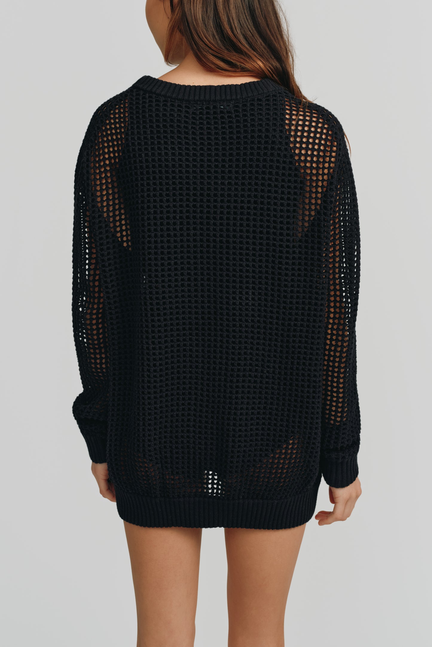 Freja Crochet Boyfriend Sweater | Black
