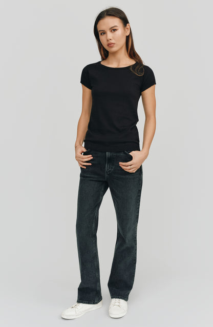 Greta Perfect Fit Cashmere Tee | Black