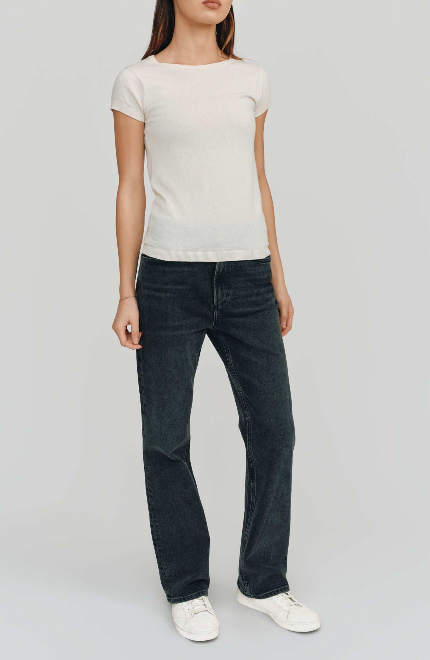 Greta Perfect Fit Cashmere Tee | White