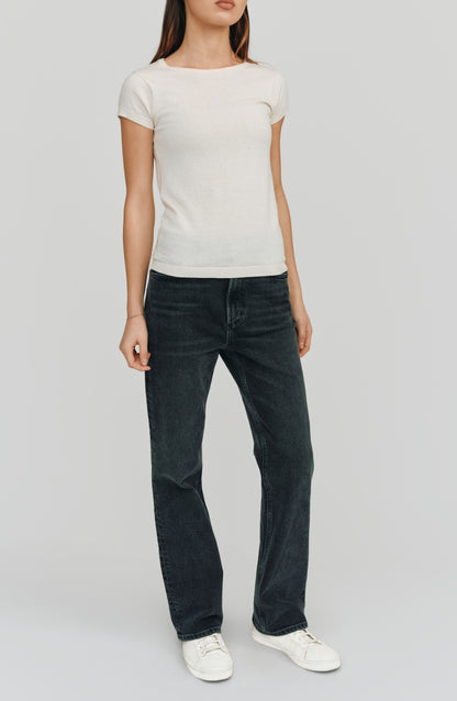 Greta Perfect Fit Cashmere Tee | White