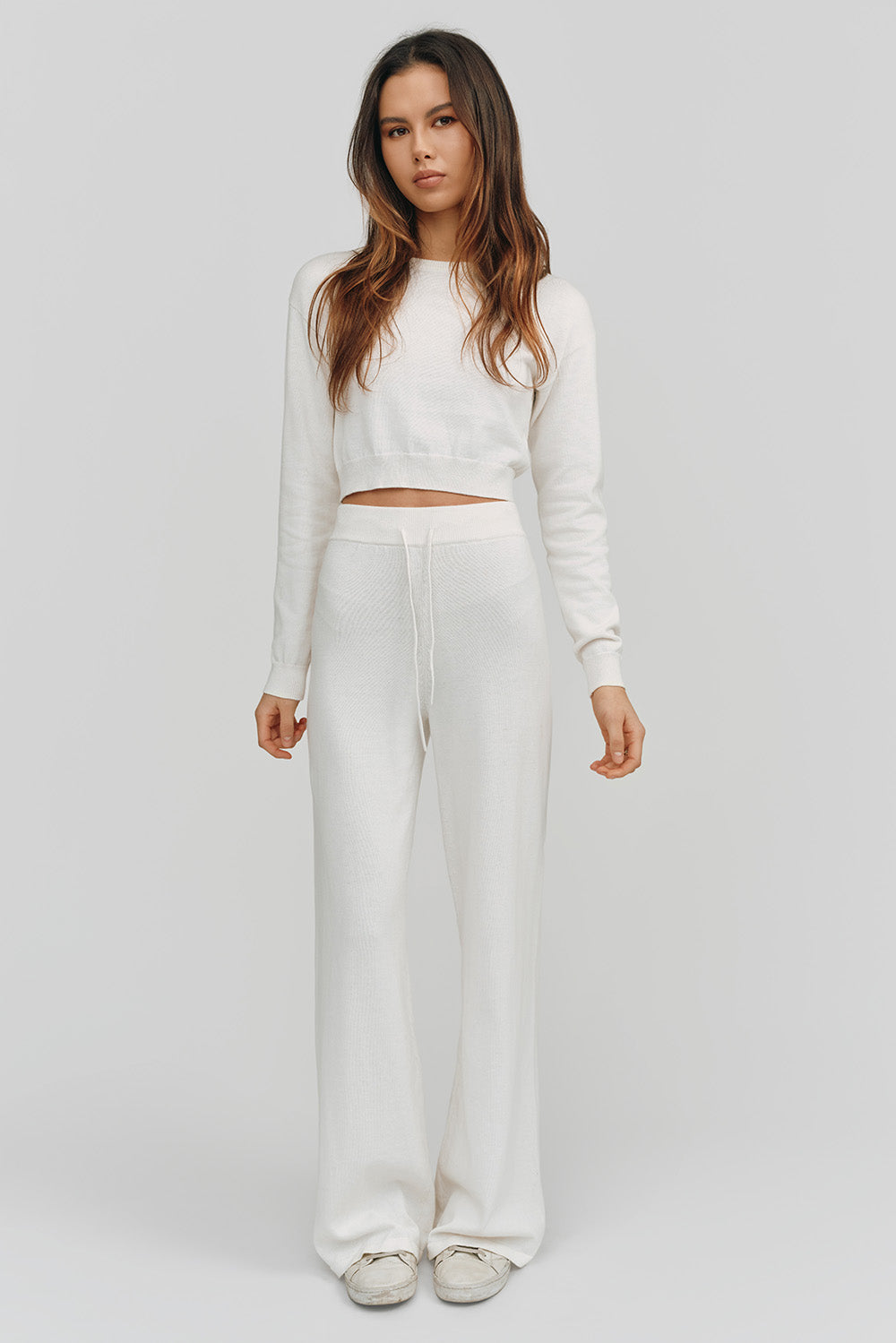 Astrid Long Sleeve Cropped Sweater | White