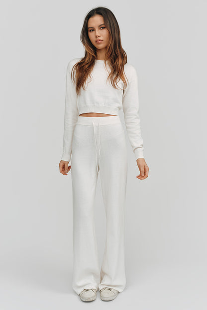Astrid Long Sleeve Cropped Sweater | White
