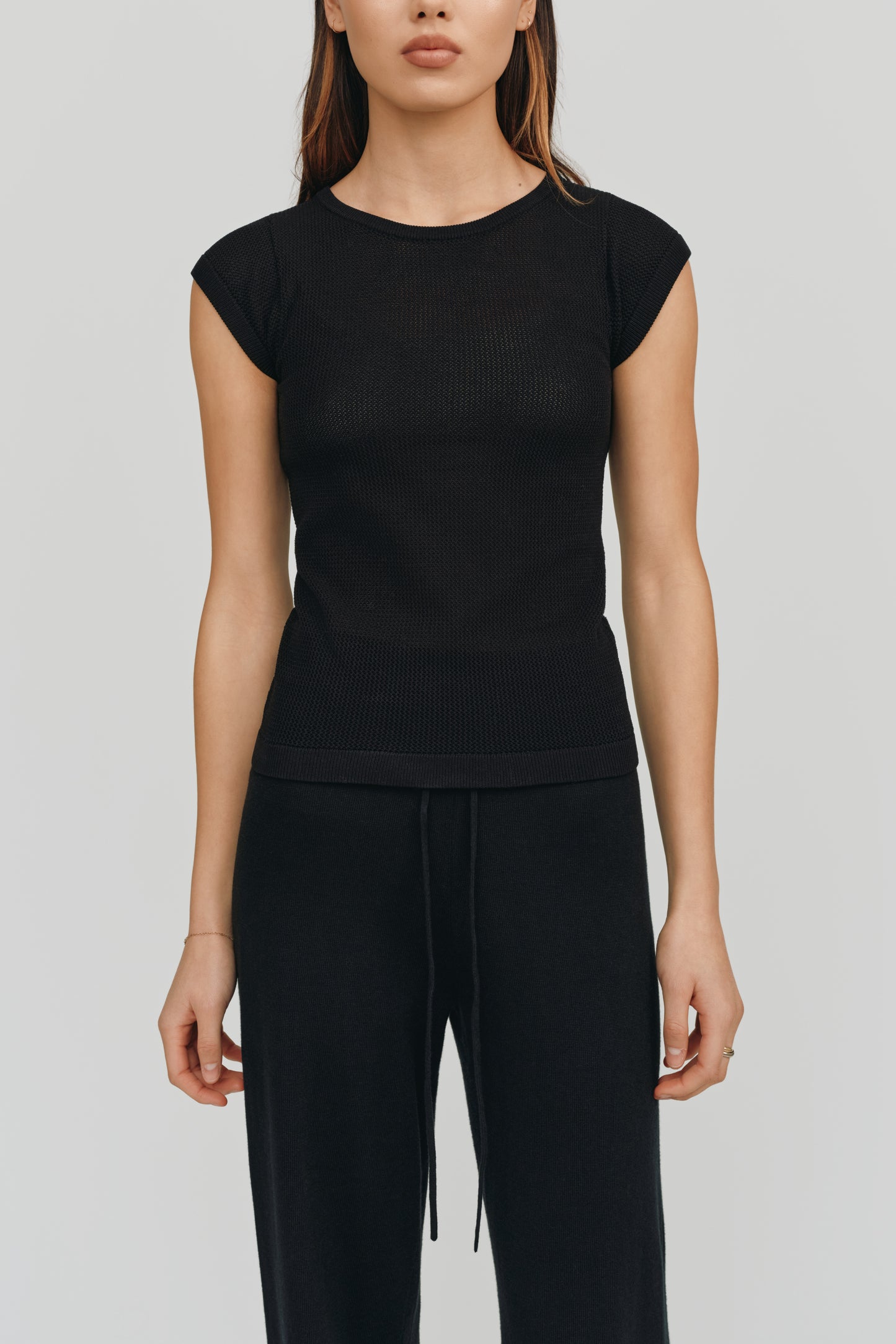 Ella Mesh Perfect Fit Tee | Black