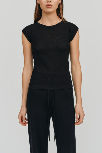 Ella Mesh Perfect Fit Tee | Black