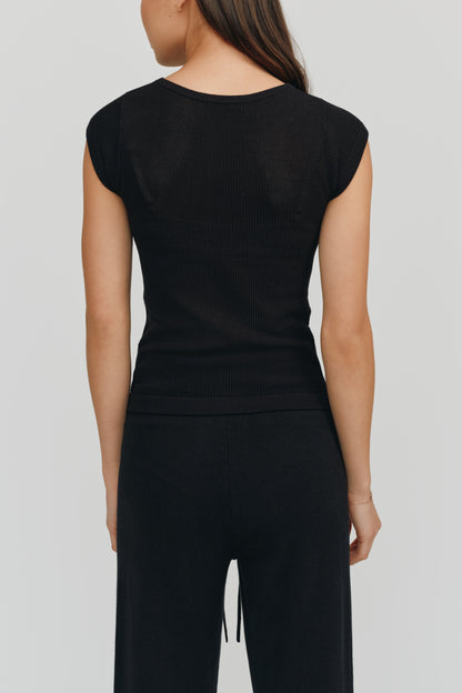 Ella Mesh Perfect Fit Tee | Black