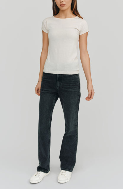 Greta Perfect Fit Cashmere Tee | White