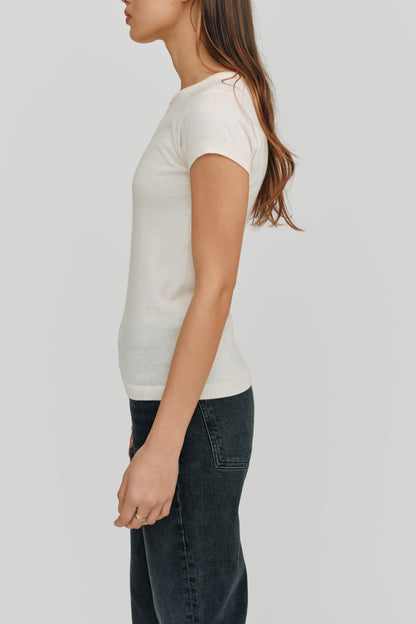 Greta Perfect Fit Cashmere Tee | White
