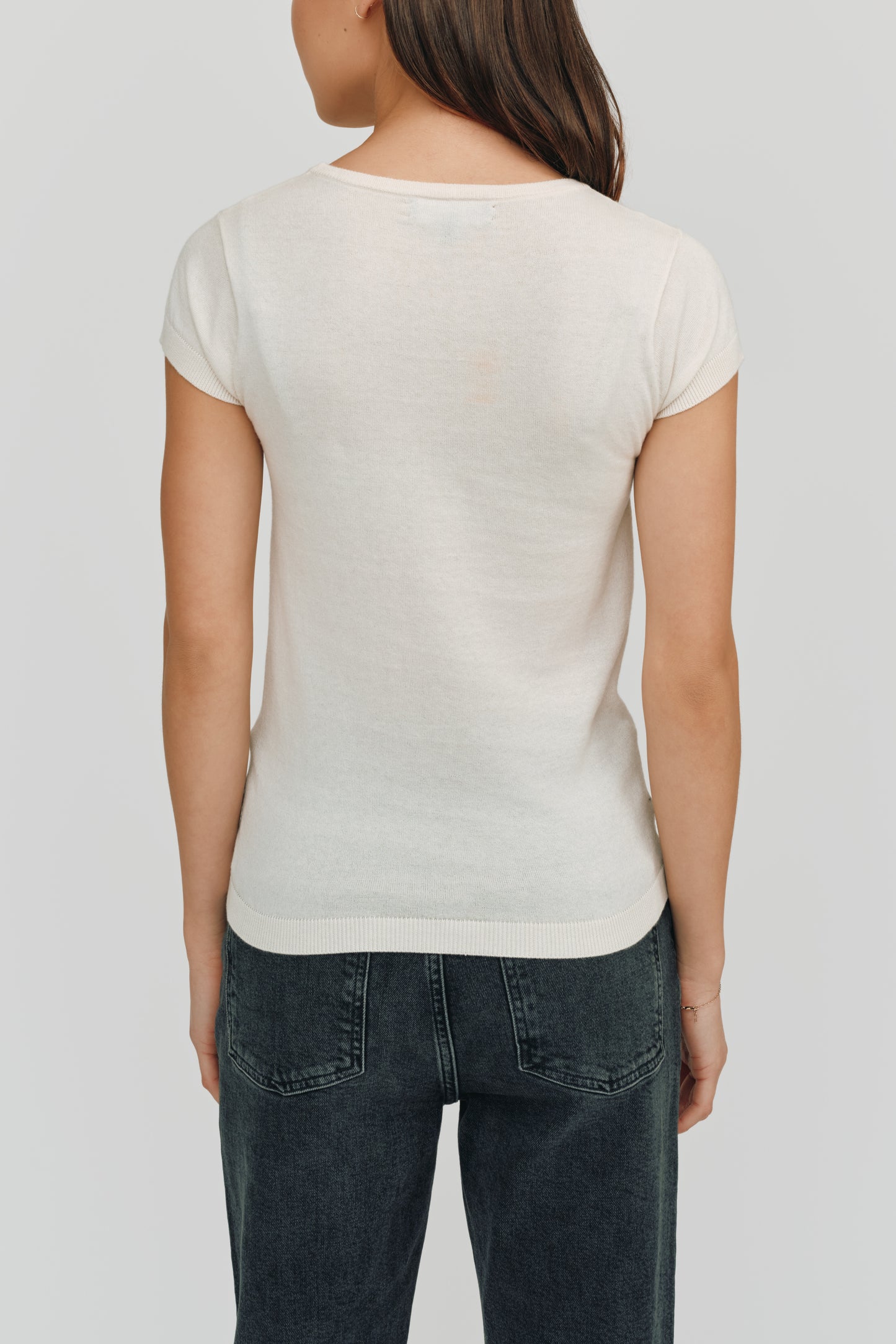 Greta Perfect Fit Cashmere Tee | White