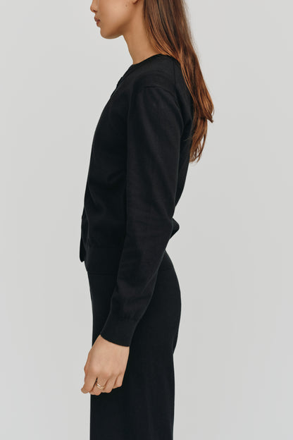 Halle Elevated Essential Cardigan | Black
