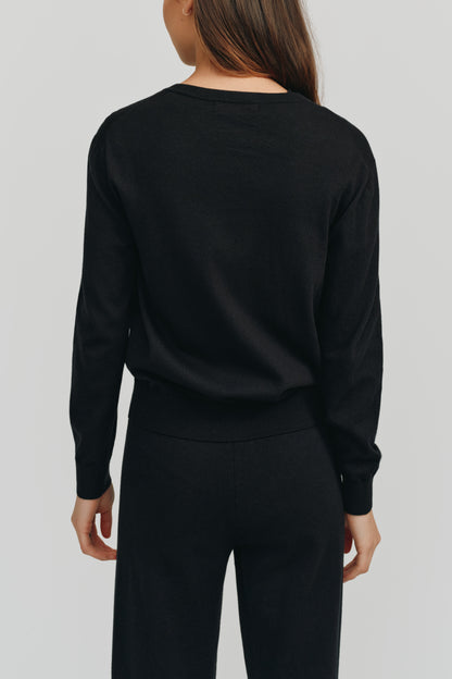 Halle Elevated Essential Cardigan | Black