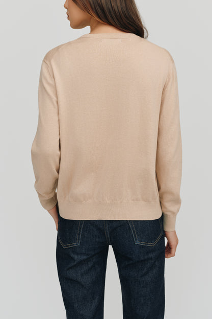 Halle Elevated Essential Cardigan | Camel