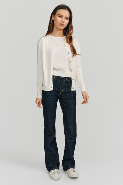Halle Elevated Essential Cardigan | White