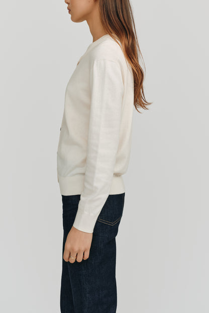 Halle Elevated Essential Cardigan | White