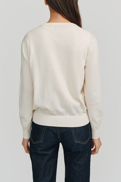 Halle Elevated Essential Cardigan | White