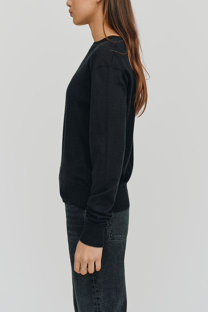 Marguerite Paper Thin Cashmere Sweater | Black