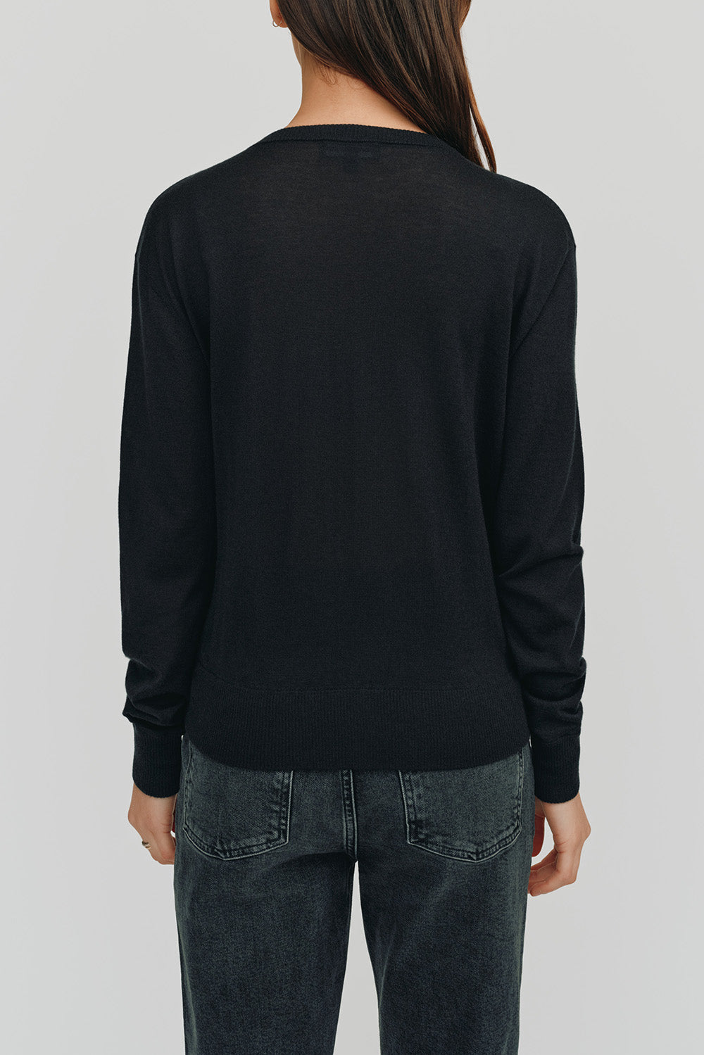 Marguerite Paper Thin Cashmere Sweater | Black