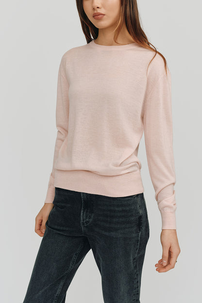 Marguerite Paper Thin Cashmere Sweater | Light Pink