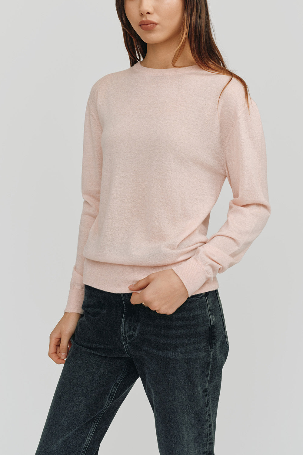 Marguerite Paper Thin Cashmere Sweater | Light Pink
