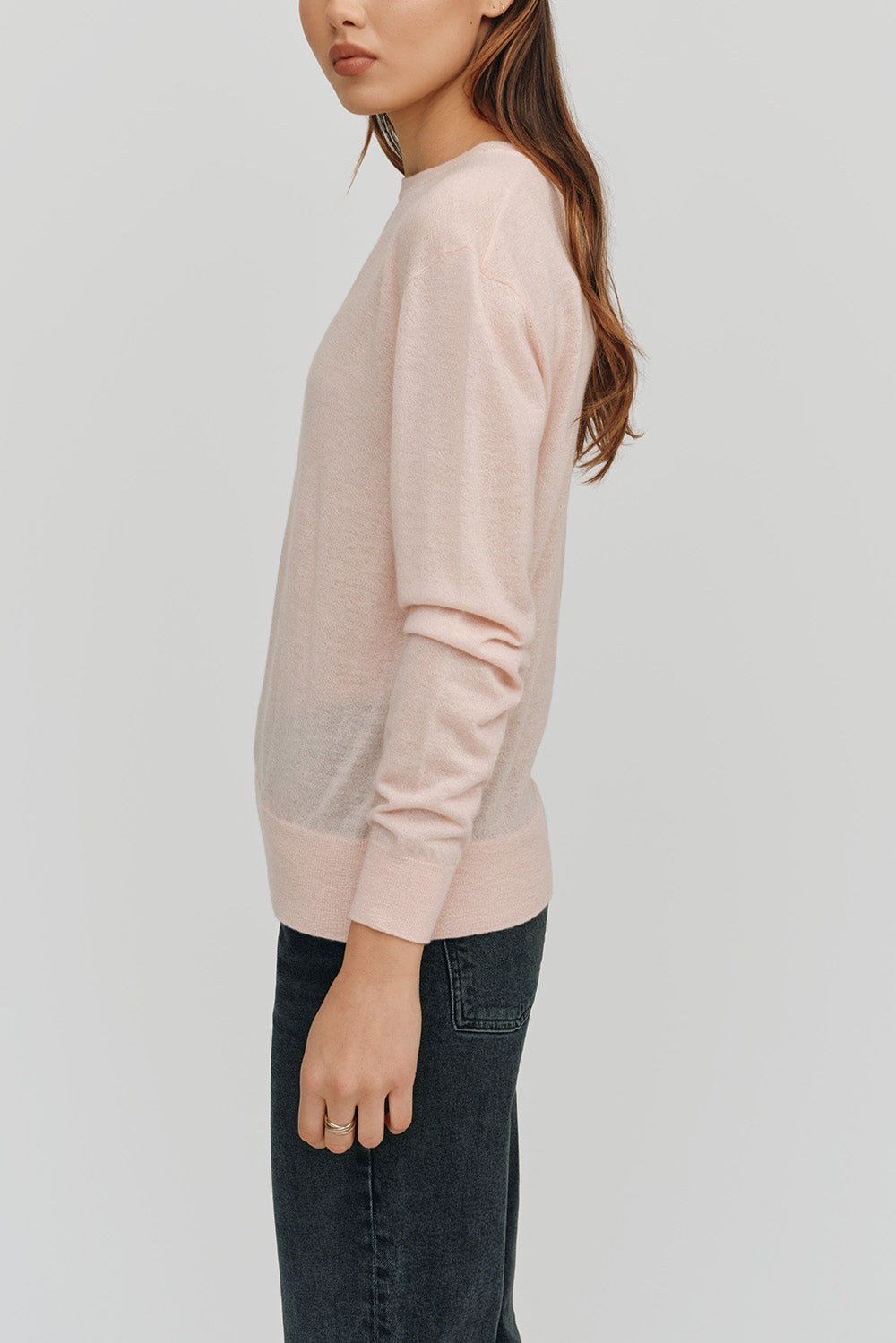 Marguerite Paper Thin Cashmere Sweater | Light Pink