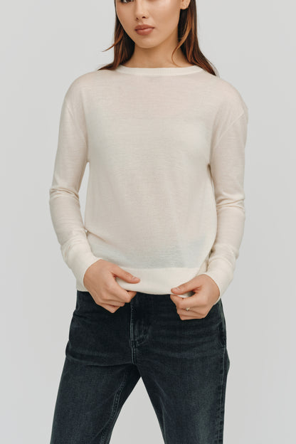 Marguerite Paper Thin Cashmere Sweater | Ivory