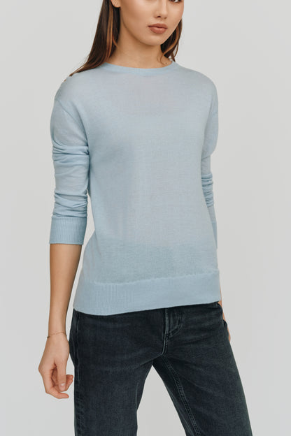 Marguerite Paper Thin Cashmere Sweater | Sky