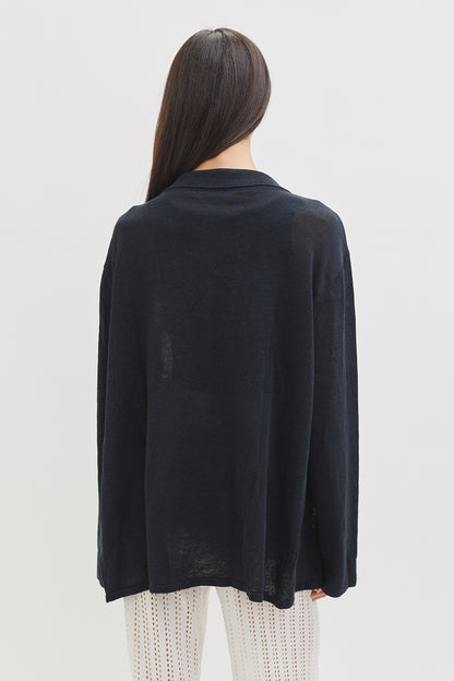 Mallorca Luxury Linen Top | Washed Black