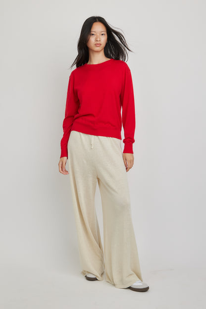 Marguerite Paper Thin Cashmere Sweater | Candy Apple Red
