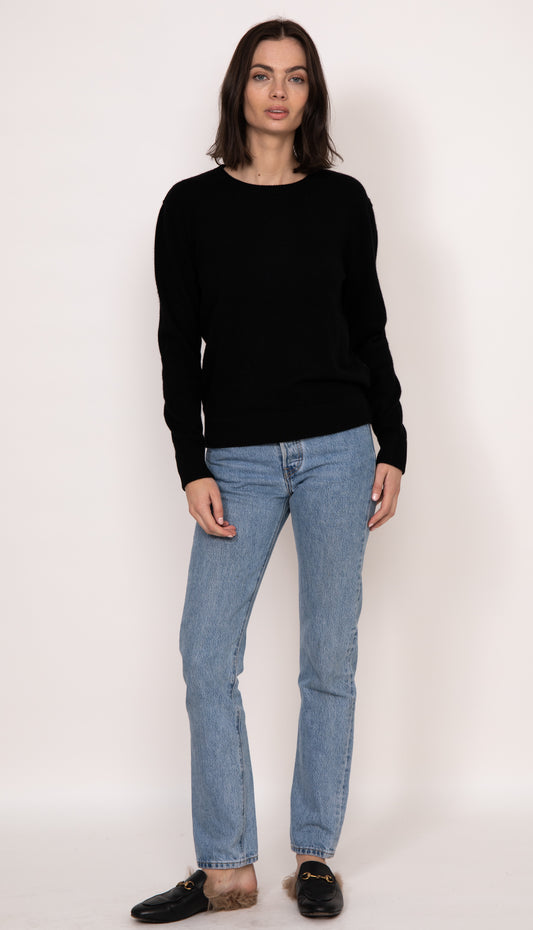 Marguerite Paper Thin Cashmere Sweater | Black