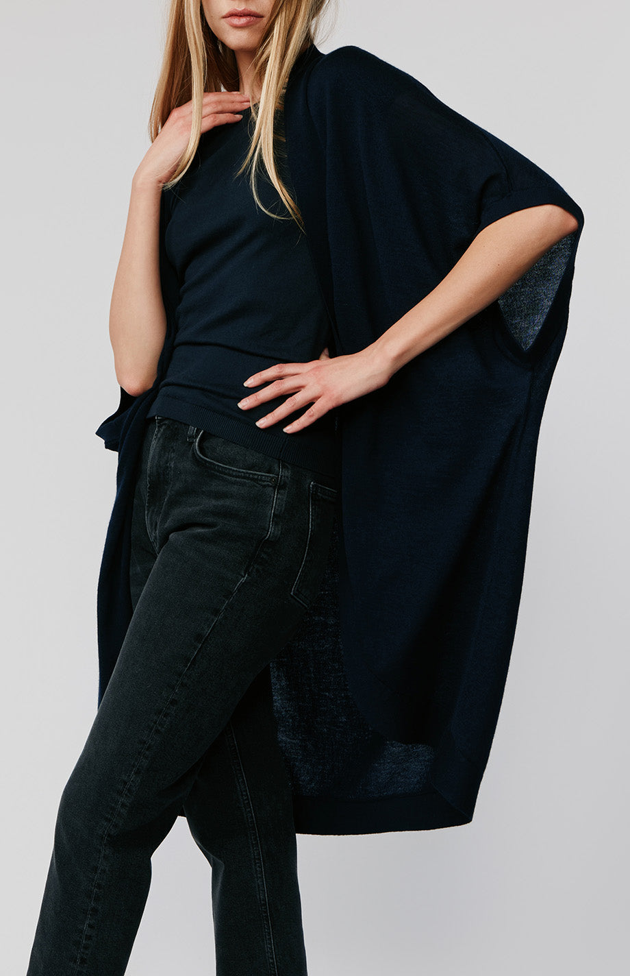 Riviera Paper Thin Cashmere Wrap | Navy – Kathryn McCarron