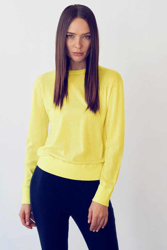 Marguerite Paper Thin Cashmere Sweater | Lemon