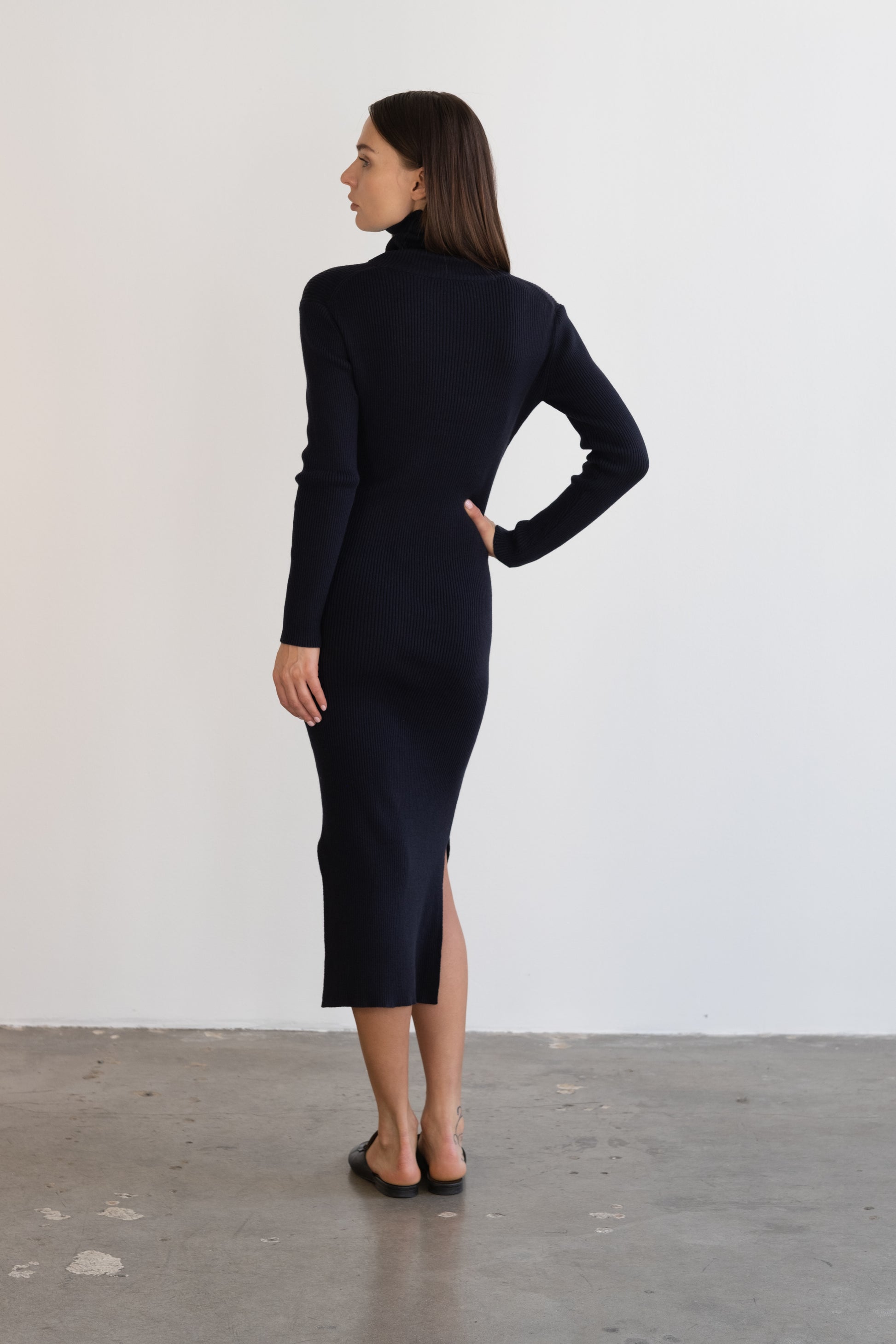Alana turtleneck midi dress | Black Kathryn McCarron Alana turtleneck midi dress | Black Kathryn McCarron