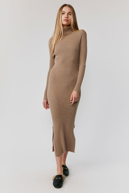 Alana turtleneck midi dress | Mocha