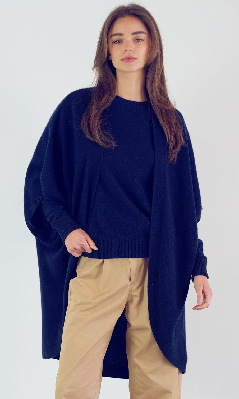 Riviera Paper Thin 100% Cashmere Wrap | Navy