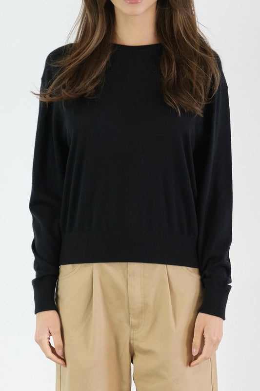 Marguerite Paper Thin Cashmere Sweater | Black