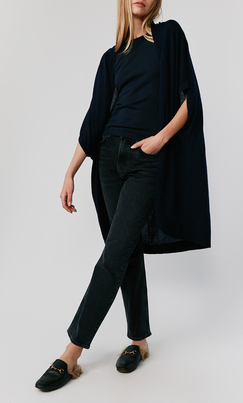 Riviera Paper Thin Cashmere Wrap | Navy – Kathryn McCarron