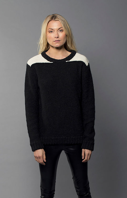 Baby Alpaca Colorblock Sweater | Black