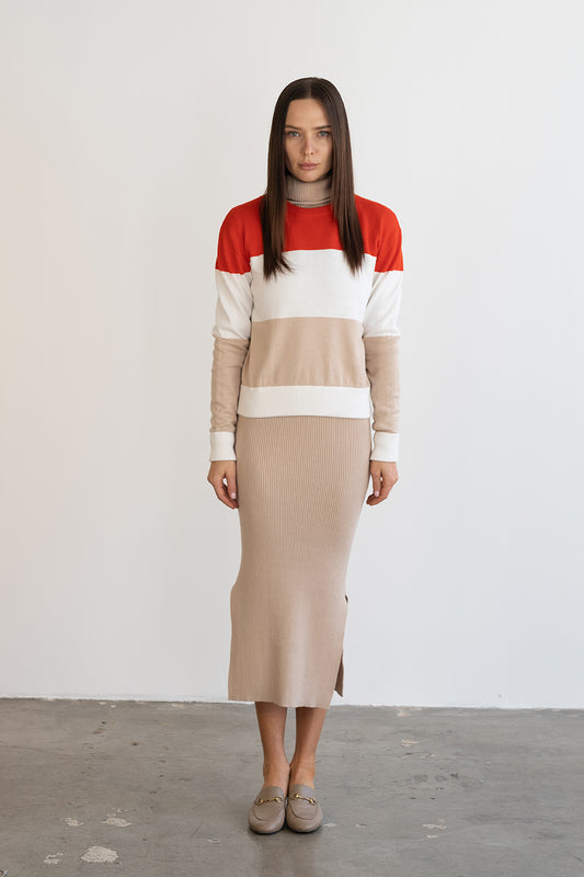 Josefine Colorblock Sweater | Persimmon Combo