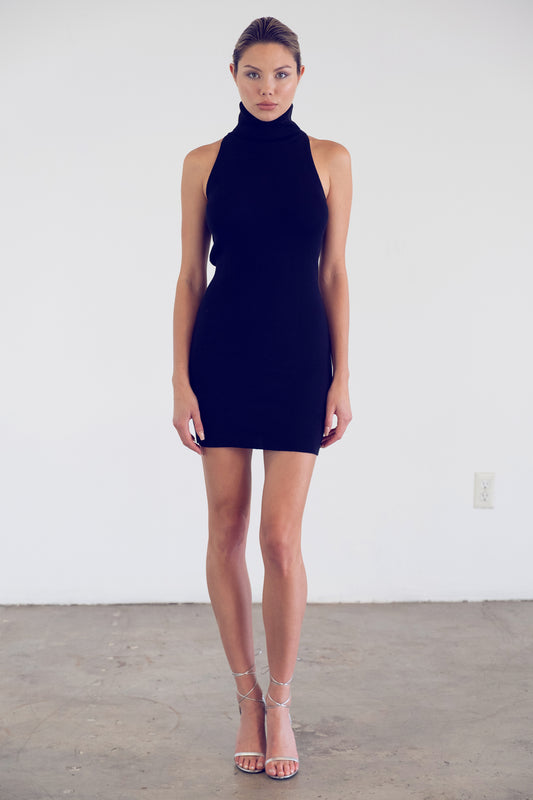 Sophia Mini Turtleneck Cashmere Dress | Black
